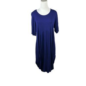 Creation Midi Dress Women Large Purple 3/4 Sleeve Balloon Hem Scoop‎ Neck